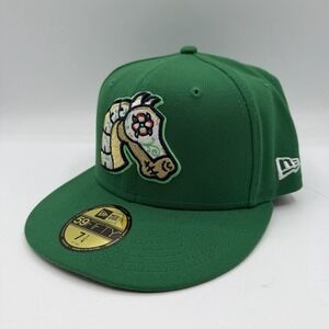 New Era 59Fifty Charlotte Knights Hat‎ Cap 7 1/4 Green Copa De La Diversion MILB